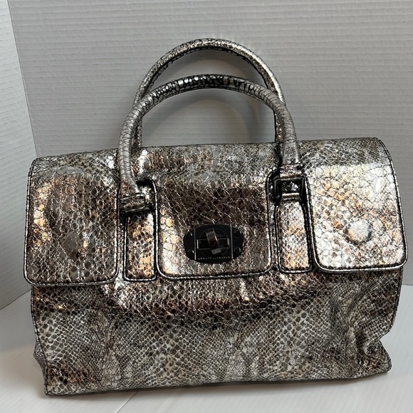 ARMANI Exchange silver snake faux leather bag - Picture 1 of 9